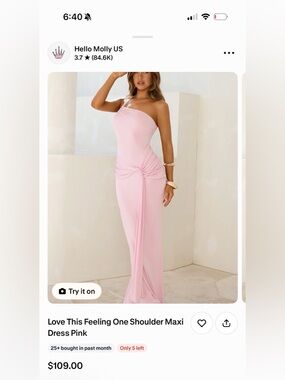 Hello Molly Blush One-Shoulder Maxi Dress